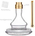 DILAW® TRIPHAN Shisha Edelstahl Hookah S, M & Big Size + LED Licht, Wasserpfeife Kaminkopf Komplettset Molassefänger Base Closed Chamber 4 Anschlüssen Silikonschlauch Alumundstück Tabakkopf – Bild 9