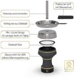 M. ROSENFELD Steinkopf Shisha, edler Shisha Kopf, schwarz, Handarbeit, Shishakopf glasiert für optimale Wärmespeicherung & M. ROSENFELD Shisha Steinkopf Set, massiver Shisha Kopf mit Kaminaufsatz – Bild 4