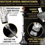 M. ROSENFELD Shisha Set 4 Anschlüsse – Big ONE Komplett Set 111 cm Hookah mit 4 Anschlüssen inkl. Adapter Closed Chamber mit Klickgewinde + Edelstahl Tauchrohr & Diffusor Kaminkopf Molassefänger – Bild 2