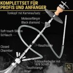 M. ROSENFELD Shisha Set 4 Anschlüsse – Big ONE Komplett Set 111 cm Hookah mit 4 Anschlüssen inkl. Adapter Closed Chamber mit Klickgewinde + Edelstahl Tauchrohr & Diffusor Kaminkopf Molassefänger – Bild 5