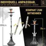 M. ROSENFELD Shisha Set 4 Anschlüsse – Big ONE Komplett Set 111 cm Hookah mit 4 Anschlüssen inkl. Adapter Closed Chamber mit Klickgewinde + Edelstahl Tauchrohr & Diffusor Kaminkopf Molassefänger – Bild 3