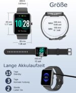 GRV Smartwatch Damen & Herren – Fitnessuhr mit Pulsmesser, SpO2, Schlafmonitor, IP68, Multi-Sport für iOS & Android – Bild 3