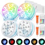 Unterwasser Licht, 4er Set – Farbwechsel LED Teichbeleuchtung mit Fernbedienung, IP68 Wasserdicht, RGB Poollicht für Garten, Aquarium, Vase, Badewanne, Spa [Energieklasse A++]