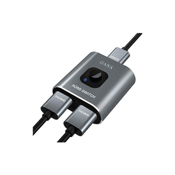 GANA Aluminium HDMI Switch & Splitter, Bidirektionaler 2 In 1 Out oder 1 In 2 Out, HD 4K 3D für TV/Fire Stick/Xbox/PS3/PS4