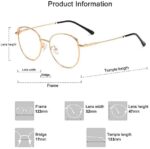 SOJOS Runde Brille Damen Blaulichtfilter Katzenaugen Computer-Gläser Handgemacht Hochwertig SJ5027 mit Rose Gold Rahmen/Anti-Blaulicht Linse – Bild 3