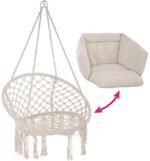 tectake® Hängesessel mit Gestell & Kissen – Indoor & Outdoor, bis 150 kg – Bild 3