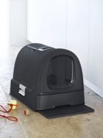 Curver petlife Katzentoilette mit Deckel, Katzenklo inklusive Schaufel, moderne Rattangeflecht-Optik, 51,5 x 38,5 x 40 cm – Bild 5