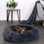 lionto Donutbett für Hunde & Katzen – Rundes, flauschiges Haustierbett mit extra dicker Füllung – Bild 2