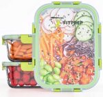 FITPREP® Frischhaltedosen aus Glas 10 teiliges Set [5 Meal Prep Boxen Glas + 5 Deckel ] – Bild 2