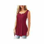 Amoretu T-Shirt Damen V-Ausschnitt Knopfleiste Bluse Solide Tunika Langarm, Kurzarm Tops – Bild 3