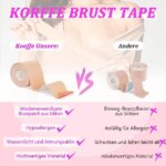 Korffe Brust Tape Klebe BH Push Up, Boob Tape Set für Klebe BH Grosse Brust Rückenfrei BH 2 Wiederverwendbare Unsichtbar Silikon Brüste Nippelpads Body Damen Tape für Körbchengrössen A-G – Bild 3