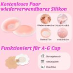 Korffe Brust Tape Klebe BH Push Up, Boob Tape Set für Klebe BH Grosse Brust Rückenfrei BH 2 Wiederverwendbare Unsichtbar Silikon Brüste Nippelpads Body Damen Tape für Körbchengrössen A-G – Bild 4
