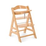 Hauck Holz Hochstuhl Alpha + für Kinder ab 6 Monaten bis 90 kg belastbar / verstellbar / mitwachsend / für Babys ab Geburt nutzbar in Kombination mit Alpha Bouncer Newborn Set / braun natur