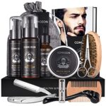 Bartpflege Set Mit Bartroller Bartwuchsmittel Für Männer comozon Beard Growth Set Bart Wachstum Pflegeprodukte Set Mit Bartshampoo BartöL Bartbalsam Rasiermesser BartbüRste Bartkamm Bartschere