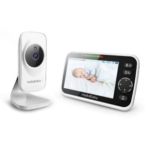 Video-Babyphone mit Zoomfunktion, 5,0 Zoll Farbdisplay, Nachtsicht, 2-Wege-Audio und Temperatursensor, 300m Reichweite