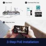 4K Ultra HD POE Überwachungskamera Set, 4 x 8Mp Kameras, 8CH NVR Rekorder mit 2TB Festplatte,30M Farbe Nachtsicht – Bild 4