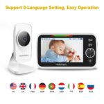 Video-Babyphone mit Zoomfunktion, 5,0 Zoll Farbdisplay, Nachtsicht, 2-Wege-Audio und Temperatursensor, 300m Reichweite – Bild 8