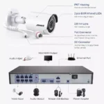 Duales Nachtsicht 4K Überwachungskamera Set, 4X 8Megapixel Kamera, Fernzugriff via Smartphone, Tablet + 2TB HDD – Bild 8