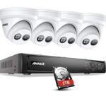 4K Ultra HD POE Überwachungskamera Set, 4 x 8Mp Kameras, 8CH NVR Rekorder mit 2TB Festplatte,30M Farbe Nachtsicht