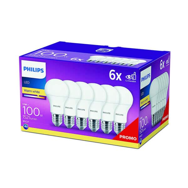 Philips LED Lampe, E27, A60, x Pack, warmweiss (2700 Kelvin), 1055 Lumen