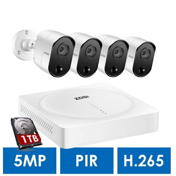 5MP Aussen/Innen Überwachungskamera set H.265 5 Megapixel Netzwerk DVR mit 1TB hdd und 4 x 1920P , 12M IR Nachtsicht