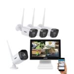 Überwachungskamera Set  4X 5Megapixel funk Kamera + 10.1 Zoll Monitor, 1TB Festplatte für Innen/Aussen