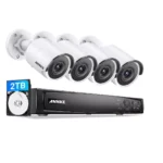 Duales Nachtsicht 4K Überwachungskamera Set, 4X 8Megapixel Kamera, Fernzugriff via Smartphone, Tablet + 2TB HDD