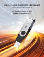 Netac USB Stick, 3.0 Flash Laufwerk bis zu 90MB/Sek, 360° – Bild 2