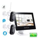 Full-HD-Video-Überwachungssystem mit 2 Akkubetriebene Kameras sowie 9"-Monitor mit Touch-Funktionalität