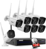 Annke Full-HD Überwachungskamera Set  8X 5MP Kamera Funk NVR mit 1TB Festplatte 30m Nachtsicht IP66 Wetterfest