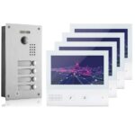 2-Draht/IP Video-Türsprechanlage Komplett-Set mit vier Monitoren und ein Aussenstation