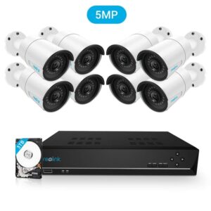 5MP 16 Kanal Überwachungskamera Set mit 8X 5MP PoE Cam