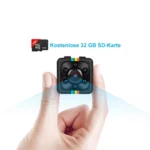 Mini Kamera, Full HD  mit Nachtsicht, Bewegungserkennung, eingebaute 200 mAh Lithium-Batterie und 32GB SD-Karte