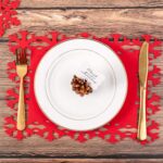 Whaline – 12 Stück Platzdeckchen und Untersetzer für Weihnachten, Design: rote Schneeflocke – Bild 4