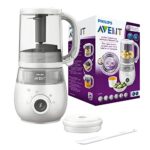 Philips Avent 4-in-1-Babynahrungszubereiter SCF883/01, Dampfgarer, Dampfgaren, Mixen, Auftauen & Aufwärmen, 1000ml Kapazität, inklusive Rezeptbuch (mit App) Aufbewahrungsbehälter