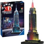 Ravensburger 3D Puzzle Empire State Building bei Nacht, für Kinder und Erwachsene, Wahrzeichen von New York im Miniatur-Format, Leuchtet im Dunkeln