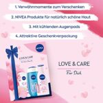 NIVEA Love & Care Geschenkset, verwöhnendes Pflegeset für Körper, Gesicht und Lippen, Beauty Set mit Duschgel, Body Lotion, Maske, Labello und kühlenden Augenpads – Bild 2