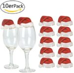 Weihnachts Tischdeko Weihnachtsmannmützen und Schleifen, 10 mal Bestecktasche, 10 mal Deko für Weingläser – Bild 3