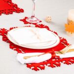 Whaline – 12 Stück Platzdeckchen und Untersetzer für Weihnachten, Design: rote Schneeflocke – Bild 6