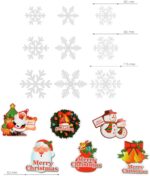 Naler 96 Schneeflocken Fensterbild Abnehmbare Fensterdeko Statisch Haftende PVC Aufkleber Winter Dekoration – Bild 3