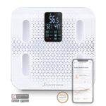 Sportstech BBS300 Personenwaage – Körperfett & Muskelanalyse, Bluetooth App, 180 kg, Extra groSSes Display