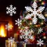 Naler 96 Schneeflocken Fensterbild Abnehmbare Fensterdeko Statisch Haftende PVC Aufkleber Winter Dekoration – Bild 6