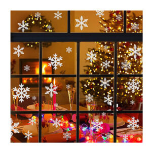 Naler 96 Schneeflocken Fensterbild Abnehmbare Fensterdeko Statisch Haftende PVC Aufkleber Winter Dekoration