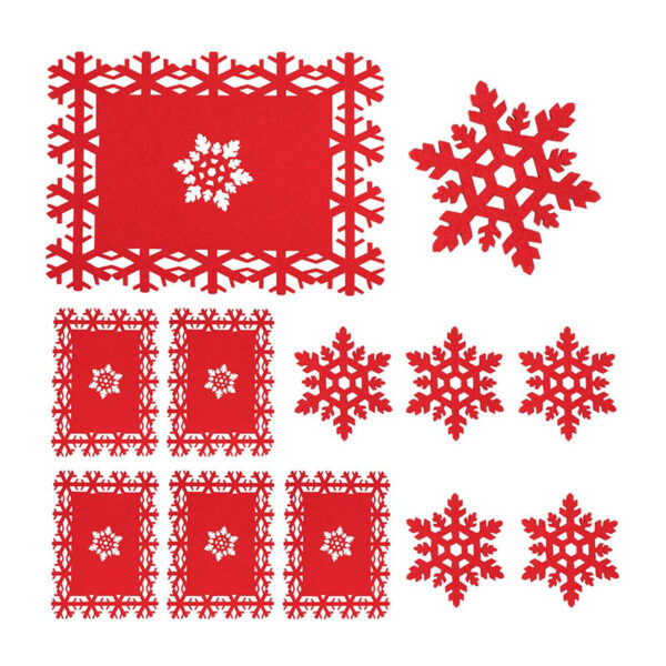 Whaline – 12 Stück Platzdeckchen und Untersetzer für Weihnachten, Design: rote Schneeflocke