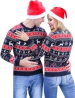 iClosam Herren und Damen Weihnachtspullover Lustige Strick Christmas Sweater Pullover mit Rundhalsausschnitt – Bild 2