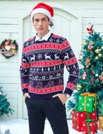 iClosam Herren und Damen Weihnachtspullover Lustige Strick Christmas Sweater Pullover mit Rundhalsausschnitt – Bild 4