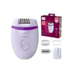 Philips Satinelle Essential Compact Epilierer BRE275/00 - Epilieren leicht gemacht, glatte Haut wochenlang, für Beine und empfindliche Breiche, mit Opti-Light, inkl. 4 Zubehörteile, lila