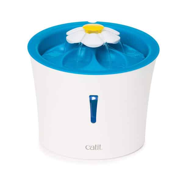 Catit Flower Fountain, Blumentrinkbrunnen mit LED für Katzen, 3L, weiss/blau