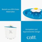 Catit Flower Fountain, Blumentrinkbrunnen mit LED für Katzen, 3L, weiss/blau – Bild 6