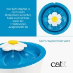 Catit Flower Fountain, Blumentrinkbrunnen mit LED für Katzen, 3L, weiss/blau – Bild 2